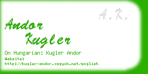 andor kugler business card